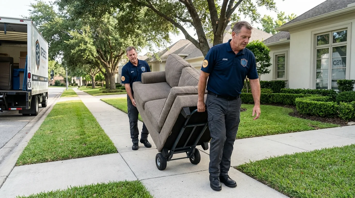 Local residential moving crew loading furniture in Opelika, AL